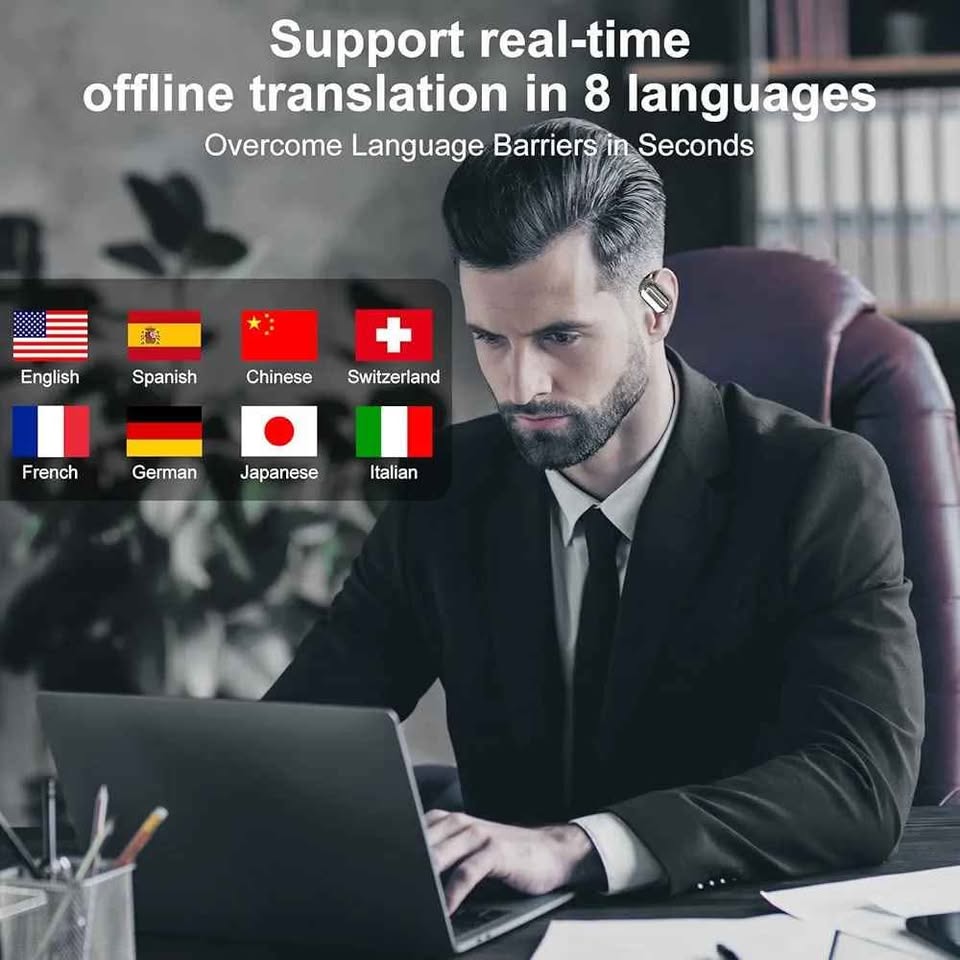 Bluetooth slušalke za prevajanje z umetno inteligenco, v realnem času v 144 jezikov, Brezžične