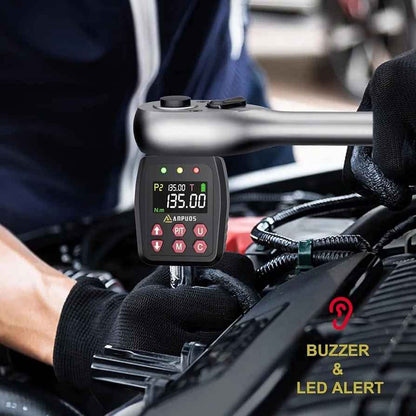 Digitalni adapter za navor, 1/2-palčni komplet adapterjev za navor 6,75–135 Nm s prednastavitvijo, ležajem, brenčalom, LCD-zaslonom, natančnostjo ± 1 %, adapter 1/4" 3/8" za avtomobil, motorno kolo, kolo