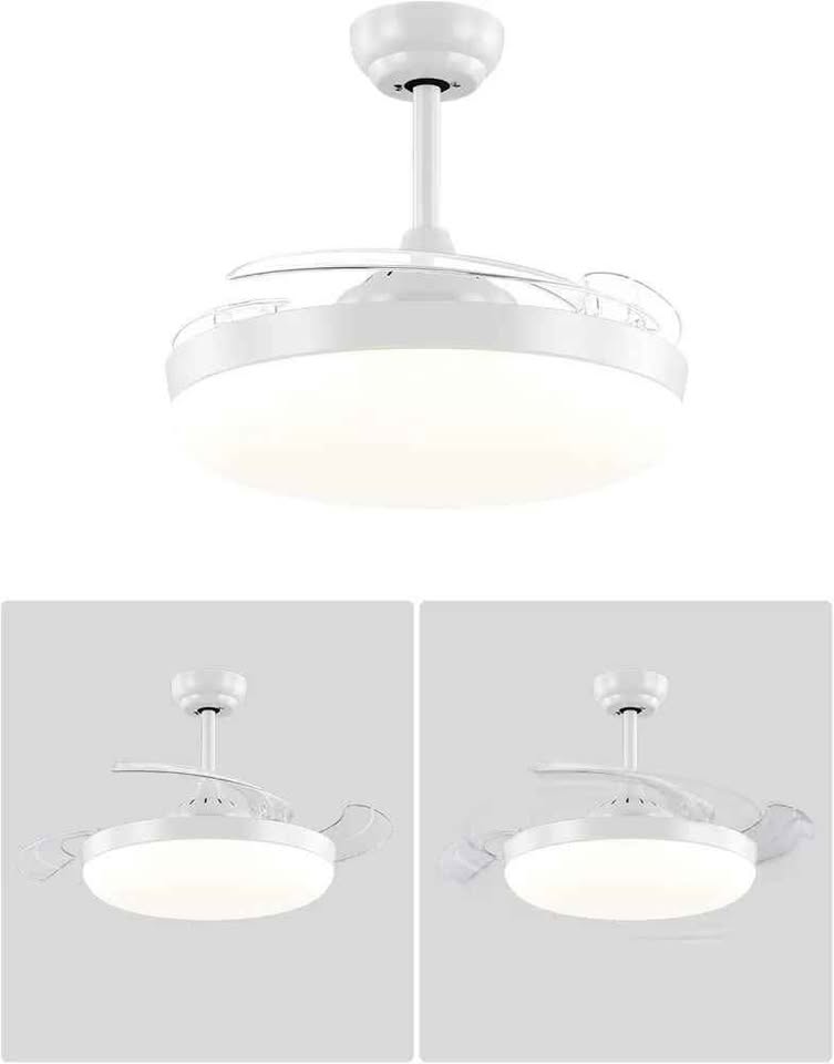 Zložljivi tihi stropni ventilator z zatemnljivo LED lučjo, 36 W, lopatice Ø 108 cm, reverzibilni DC motor, daljinski upravljalnik, 6 hitrosti, časovnik