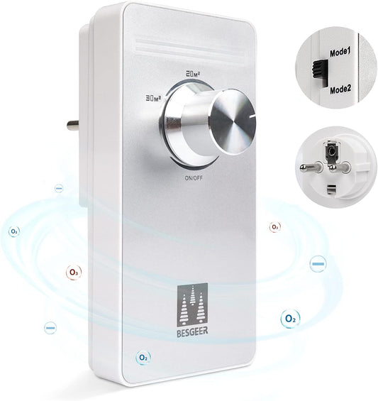 Generator ozona, čistilec zraka, sterilizator, odstranjevalec vonjav, čistilec zraka, generator ozonizatorja zraka za sobo, kopalnico, hišne ljubljenčke, formaldehid in vonjave, visoka učinkovitost, srebrn