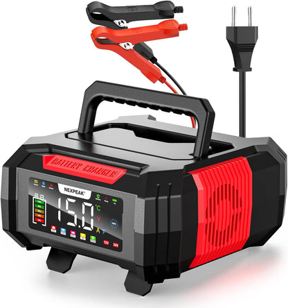 NEXPEAK NC315 15A polnilnik avtomobilskih akumulatorjev, 12V 24V LiFePO4, 9-stopenjski inteligentni polnilnik akumulatorjev za avtomobile, tovornjake, motorna kolesa, kosilnice, čolne in plovila
