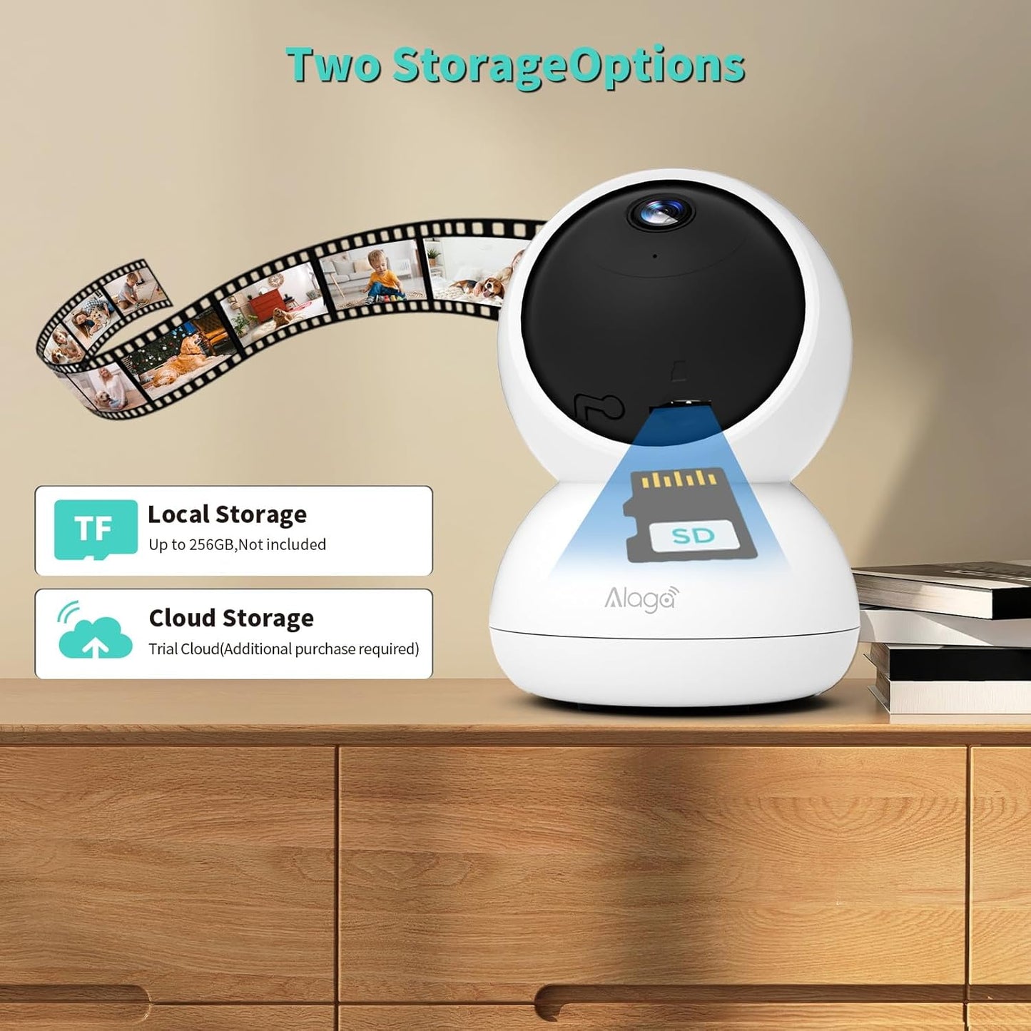 Alaga notranja varnostna kamera, 3K 5G in 2,4G WiFi, 360° vrtenje/nagibanje, umetna inteligenca za ljudi/hišne ljubljenčke/gibanje, nočni vid, zvočnik, notranja kamera s telefonsko aplikacijo, združljiva z Alexo in Google Assistantom, 2 kosa v belem