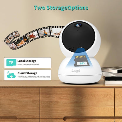 Alaga notranja varnostna kamera, 3K 5G in 2,4G WiFi, 360° vrtenje/nagibanje, umetna inteligenca za ljudi/hišne ljubljenčke/gibanje, nočni vid, zvočnik, notranja kamera s telefonsko aplikacijo, združljiva z Alexo in Google Assistantom, 2 kosa v belem