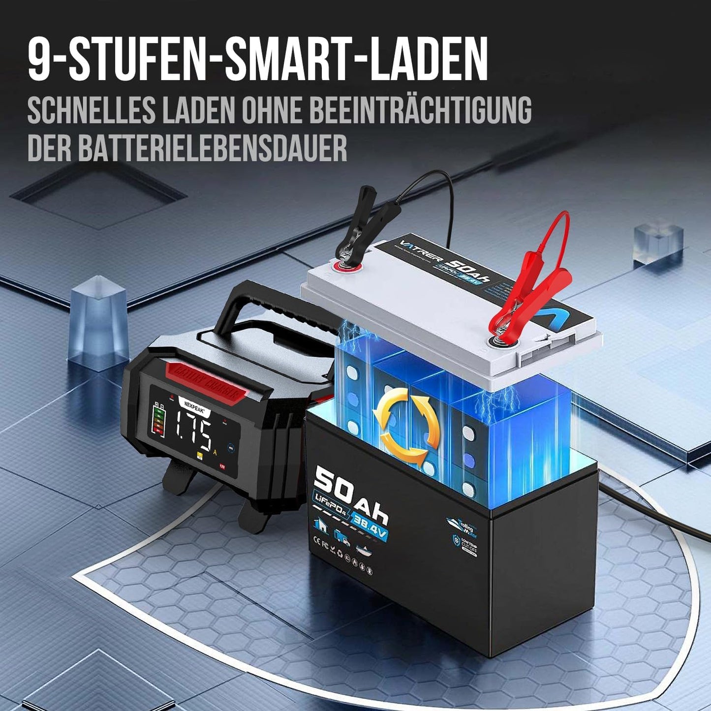 NEXPEAK NC315 15A polnilnik avtomobilskih akumulatorjev, 12V 24V LiFePO4, 9-stopenjski inteligentni polnilnik akumulatorjev za avtomobile, tovornjake, motorna kolesa, kosilnice, čolne in plovila