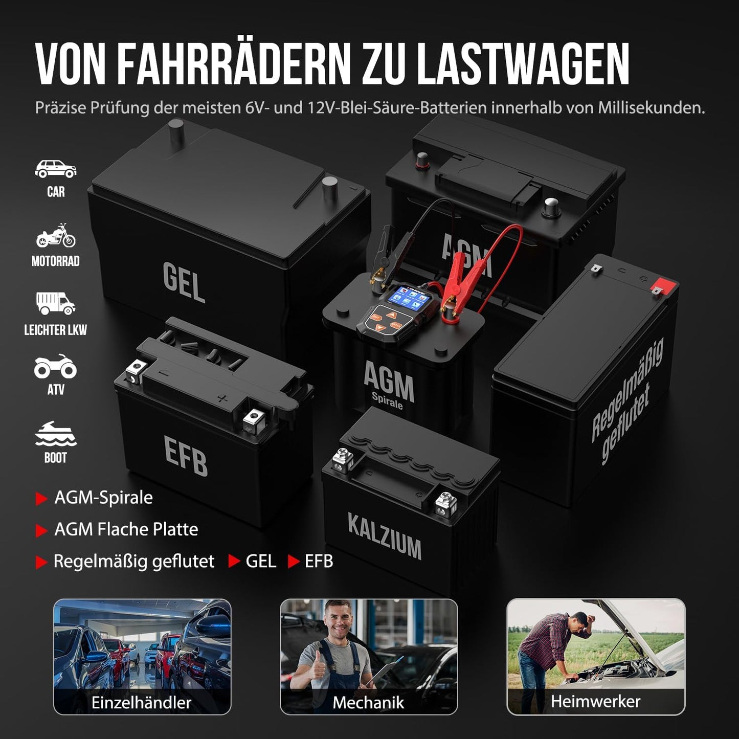 KONNWEI KW218 6V 12V tester akumulatorjev za motorna vozila 100-2000 CCA, barvni LCD zaslon