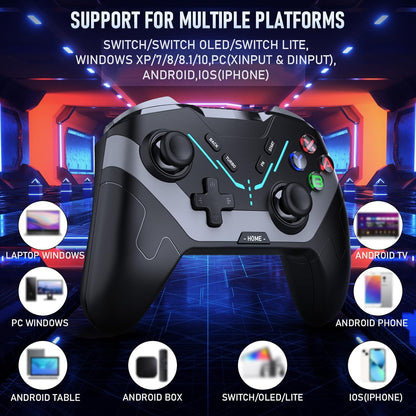 Brezžični kontroler Switch za Switch/OLED/Lite, s programabilnimi gumbi/žiroskopom/nastavljivimi vibracijami/turbo/budilko, za več platform, podpira Android/iOS