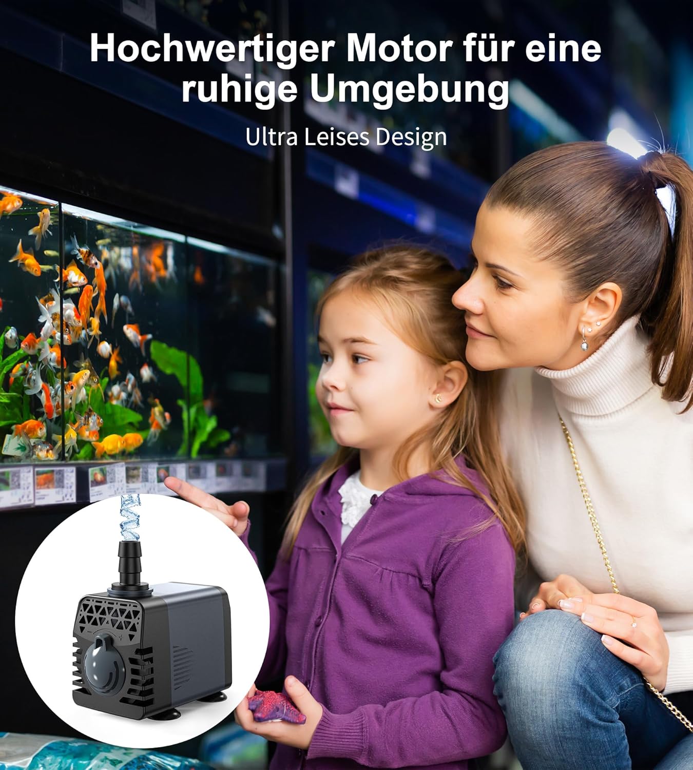 Črpalka  Ankway 10 W 600 L/H za fontano, akvarije, ribnike, hidroponske sisteme z zaščito pred pregrevanjem, z 1,8 m kablom in 2 šobama
