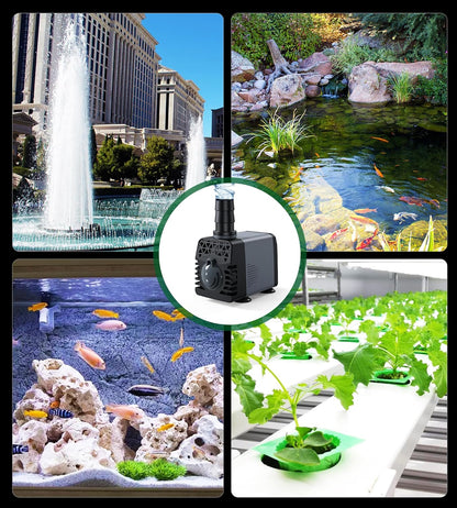 Črpalka  Ankway 10 W 600 L/H za fontano, akvarije, ribnike, hidroponske sisteme z zaščito pred pregrevanjem, z 1,8 m kablom in 2 šobama